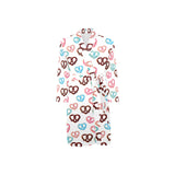 Pretzels Pattern Print Design 04 Men's Long Sleeve Belted Night Robe