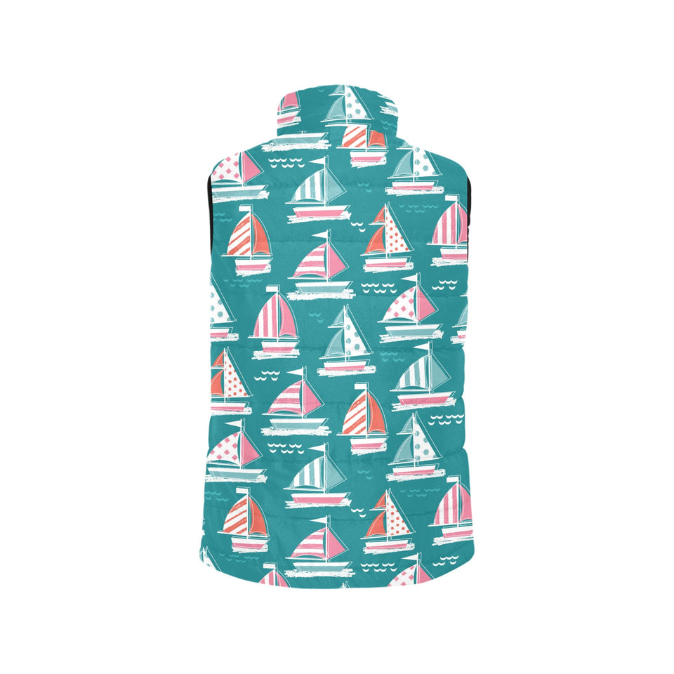 Cute sailboat pattern Women's Padded Vest