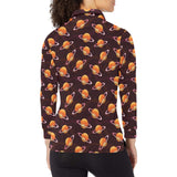 Hamburger Pattern Print Design 05 Women's Long Sleeve Polo Shirt