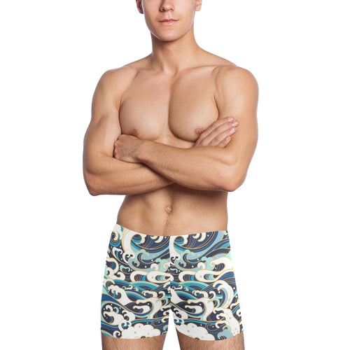 Japanese wave pattern Men's Swimming Trunks