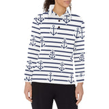 Anchor rope nautical pattern Women's Long Sleeve Polo Shirt