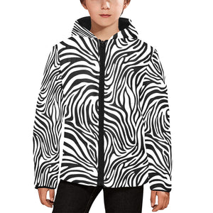 Zebra skin pattern Kids' Boys' Girls' Padded Hooded Jacket