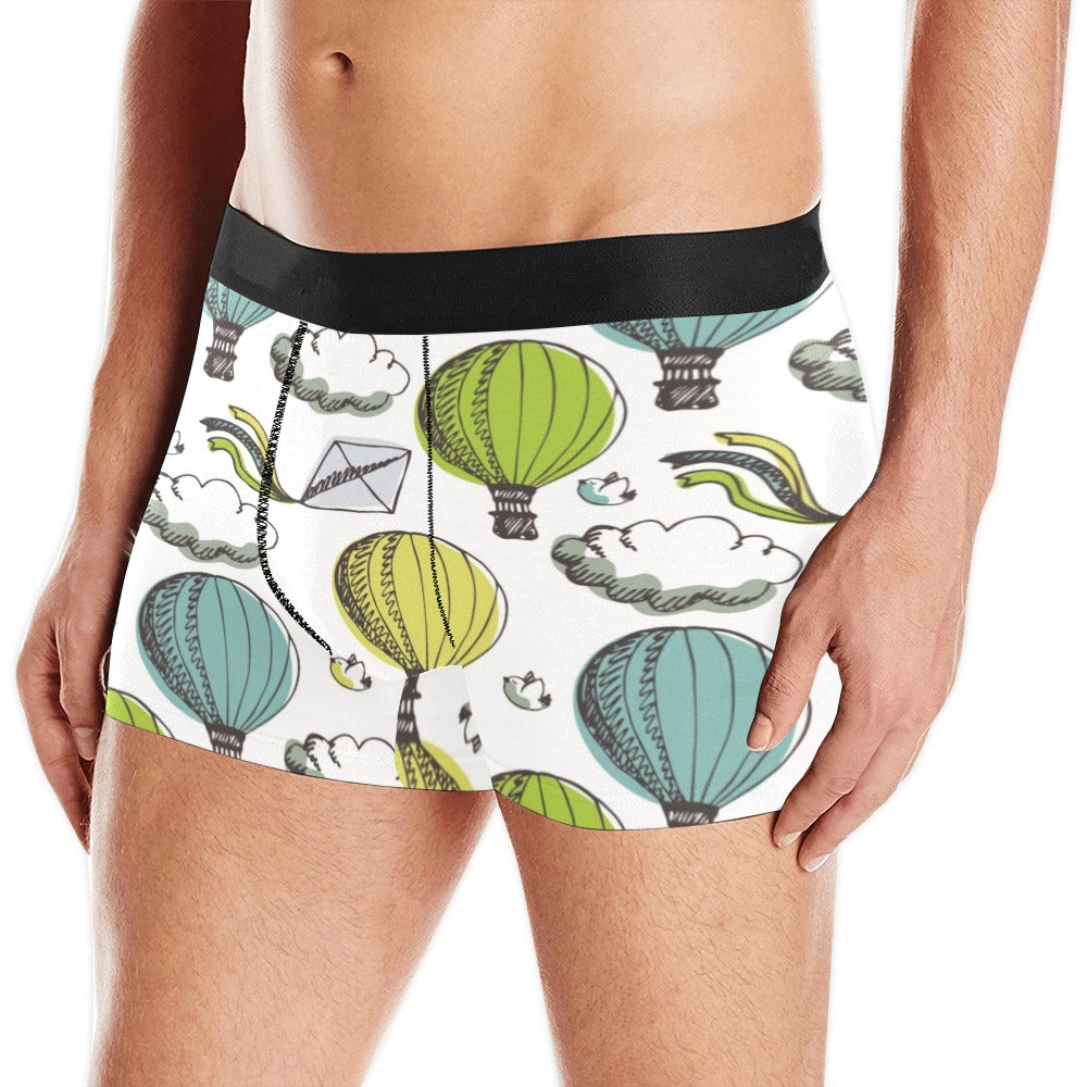 Hot Air Balloon Bird Cloud Pattern Men's All Over Print Boxer Briefs Men's Underwear