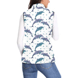 Dolphins pattern dotted background Women's Padded Vest