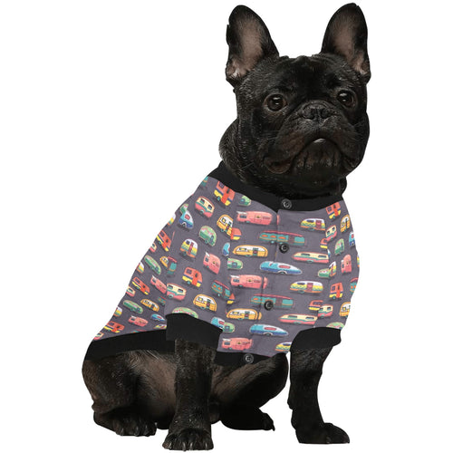 Camper Van Pattern Print Design 02 All Over Print Pet Dog Round Neck Fuzzy Shirt