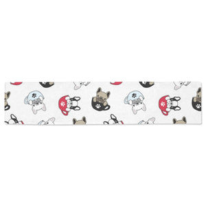 French bulldog cup paw pattern Table Runner