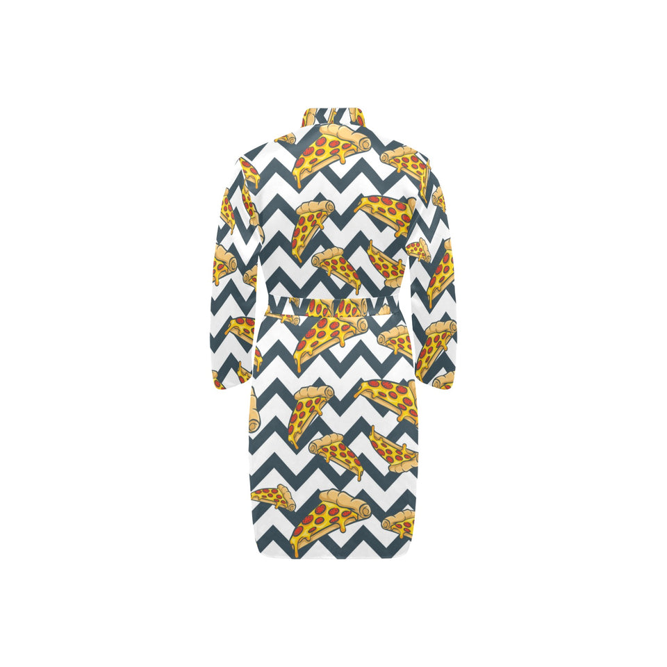 Pizza design pattern Men's Long Sleeve Belted Night Robe