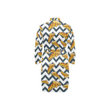 Pizza design pattern Men's Long Sleeve Belted Night Robe