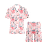 Octopus winter hat garland Fish candy Seaweed Cora Men's V-Neck Short Pajama Set