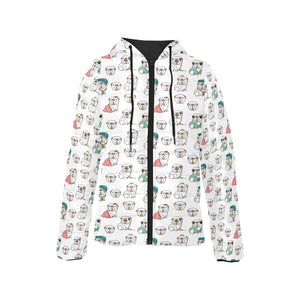 English Bulldog Pattern Print Design 03 Women's Padded Hooded Jacket
