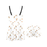 Jack Russel Pattern Print Design 05 Chest Sexy Pleated Two Piece Swim Dress