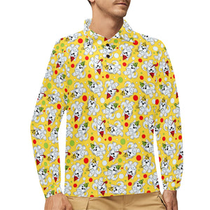 Yorkshire Terrier Pattern Print Design 05 Men's Long Sleeve Polo Shirt