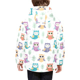 Cute owl pattern Kids' Boys' Girls' Padded Hooded Jacket