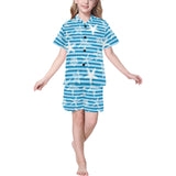 Starfish blue blackground Kids' Boys' Girls' V-Neck Short Pajama Set