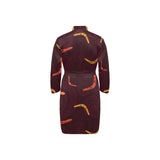 Boomerang Australian aboriginal ornament circle bl Men's Long Sleeve Belted Night Robe