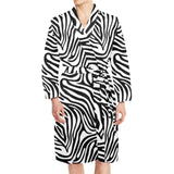 Zebra skin pattern Men's Long Sleeve Belted Night Robe