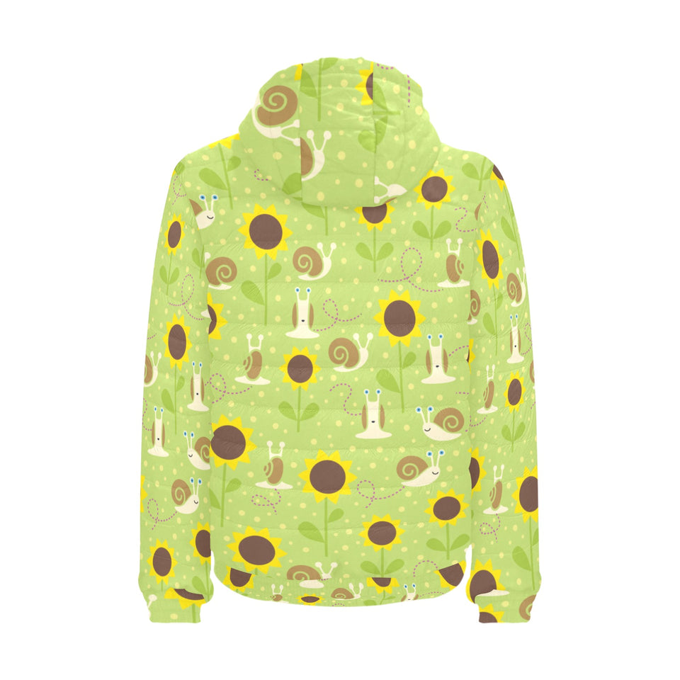 Snail Pattern Print Design 01 Men's Padded Hooded Jacket