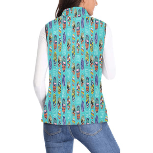 Surfboard Pattern Print Design 05 Women's Padded Vest