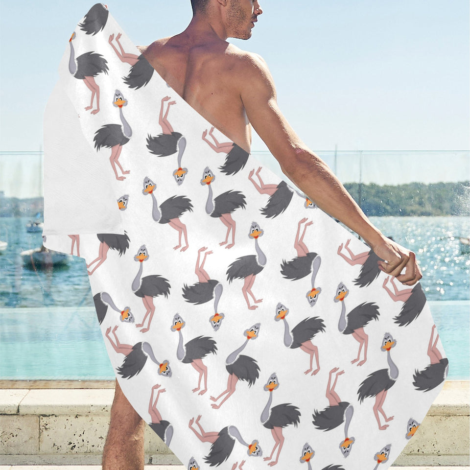 Ostrich Pattern Print Design 02 Beach Towel