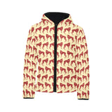 Greyhound Pattern Print Design 04 Kids' Boys' Girls' Padded Hooded Jacket