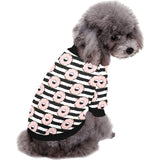Donuts pink icing striped pattern All Over Print Pet Dog Round Neck Fuzzy Shirt