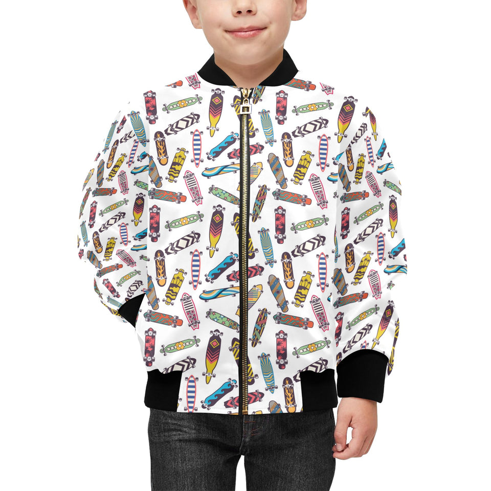 Skate Board Pattern Print Design 05 Kids' Boys' Girls' Bomber Jacket