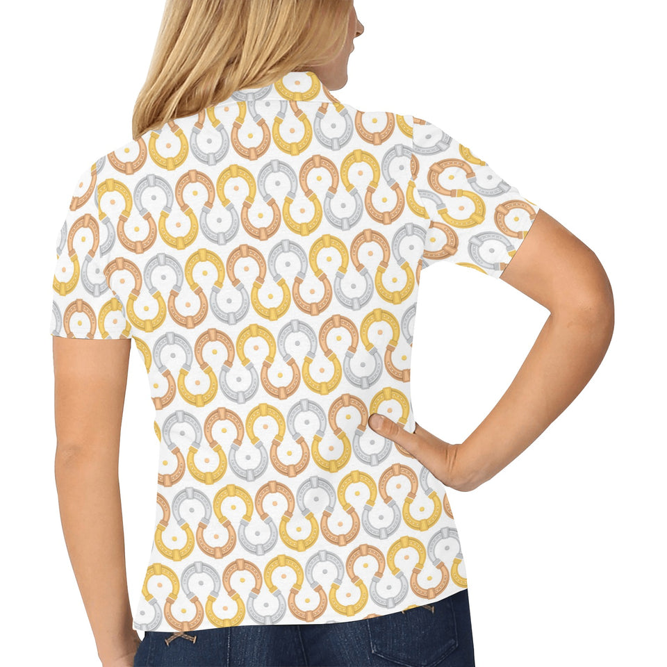 Horseshoes Pattern Print Design 03 Women's All Over Print Polo Shirt