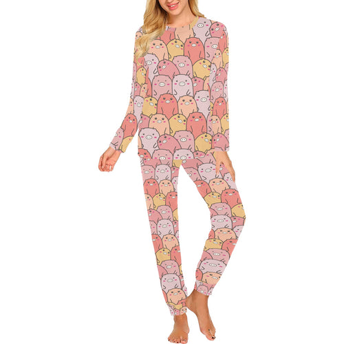 Pig Pattern Print Design 04 Women's All Over Print Pajama Set