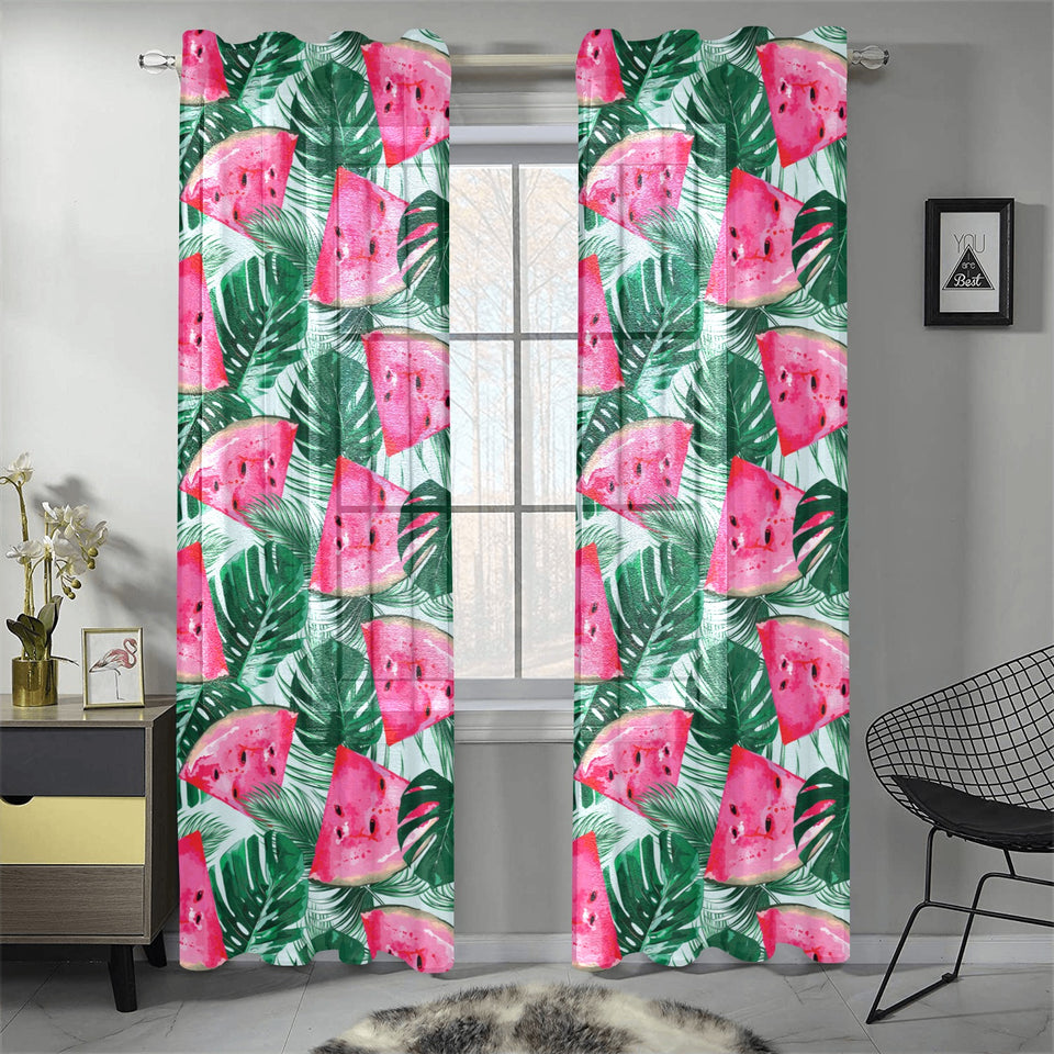 Watermelons tropical palm leaves pattern Gauze Curtain