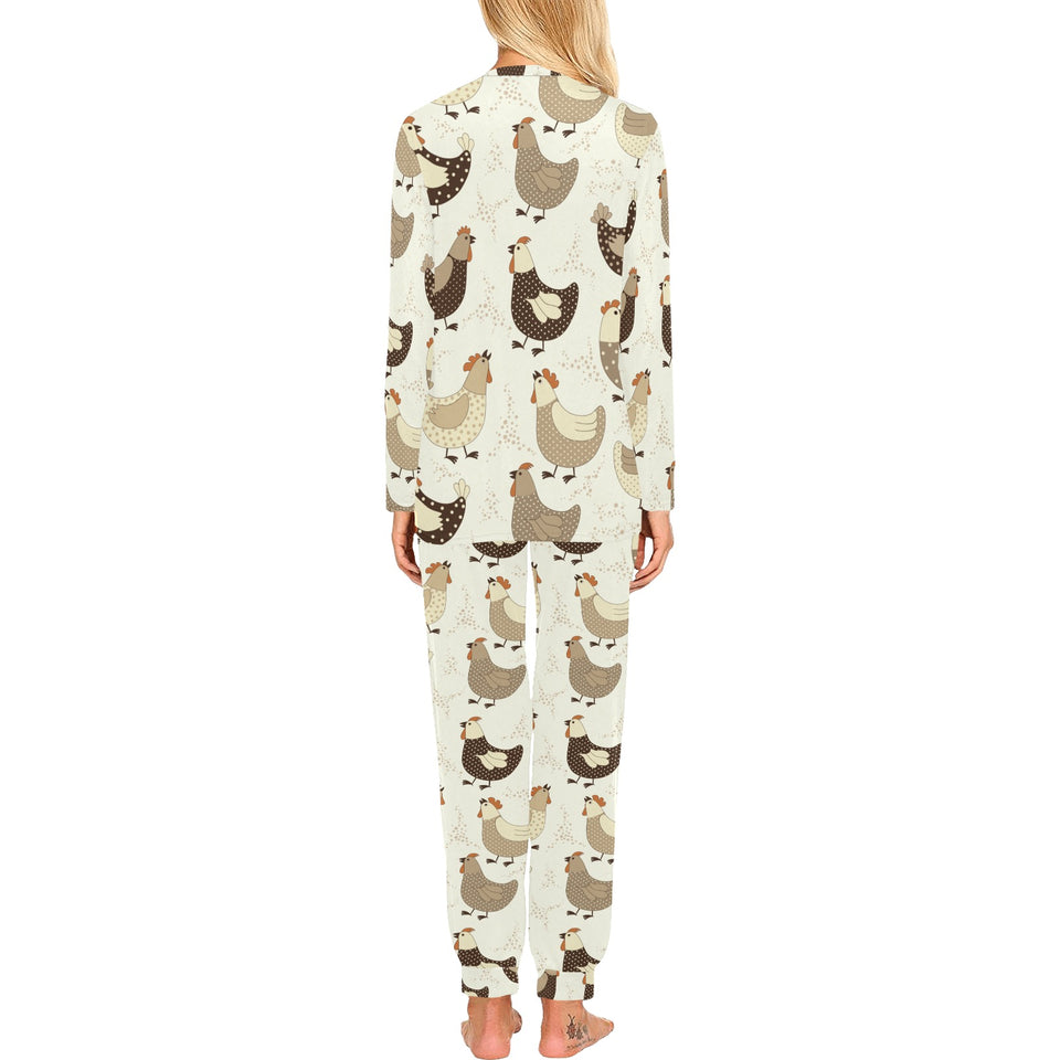 Cute rooster chicken cock Women's All Over Print Pajama Set