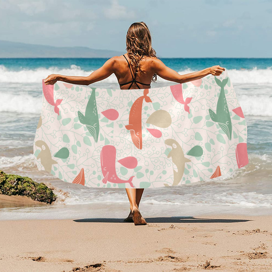 Cute whale pattern Beach Towel