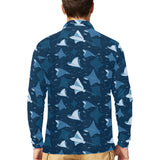 Stingray Pattern Print Design 04 Men's Long Sleeve Polo Shirt