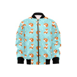 Fox pattern blue b ackground Kids' Boys' Girls' Bomber Jacket