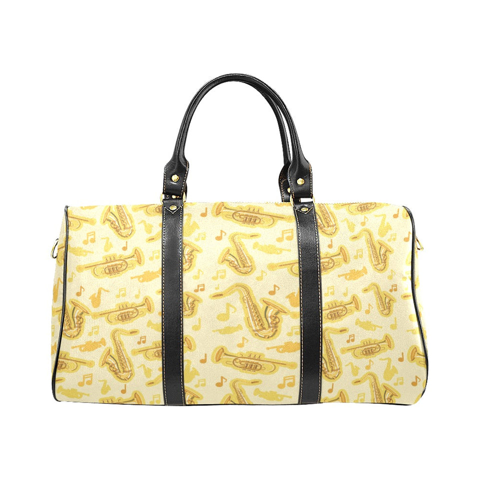 Saxophone cornet pattern yellow background Travel Bag