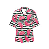 Watercolor paint textured watermelon pieces Women's All Over Print Hawaiian Shirt