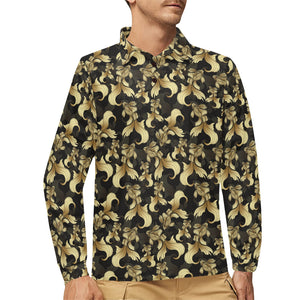 Goldfish Pattern Print Design 01 Men's Long Sleeve Polo Shirt