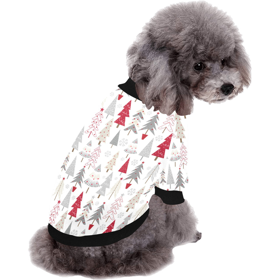 Cute Christmas tree pattern All Over Print Pet Dog Round Neck Fuzzy Shirt
