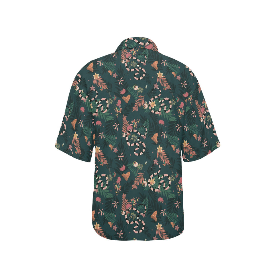 Snake forest pattern Women's All Over Print Hawaiian Shirt