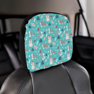 Christmas cute siberian husky puppie pattern Car Headrest Cover