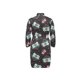 Camera Pattern Print Design 04 Men's Long Sleeve Belted Night Robe