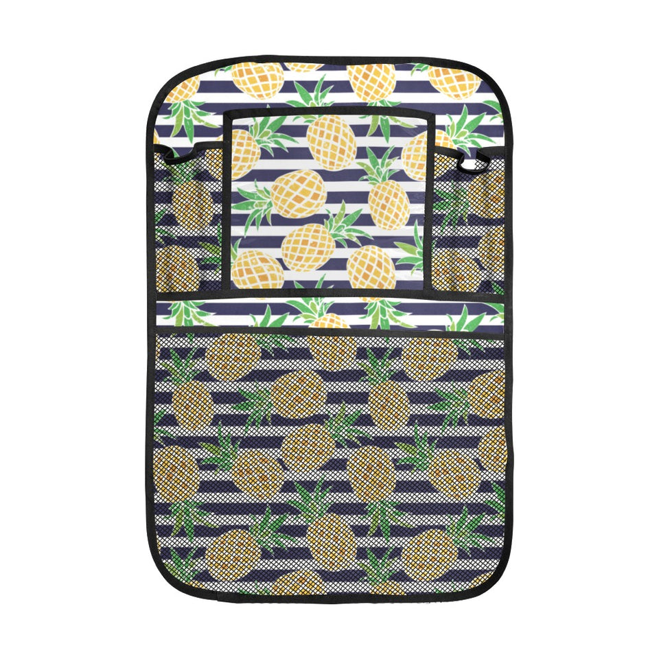 Pineapples pattern striped background Car Seat Back Organizer