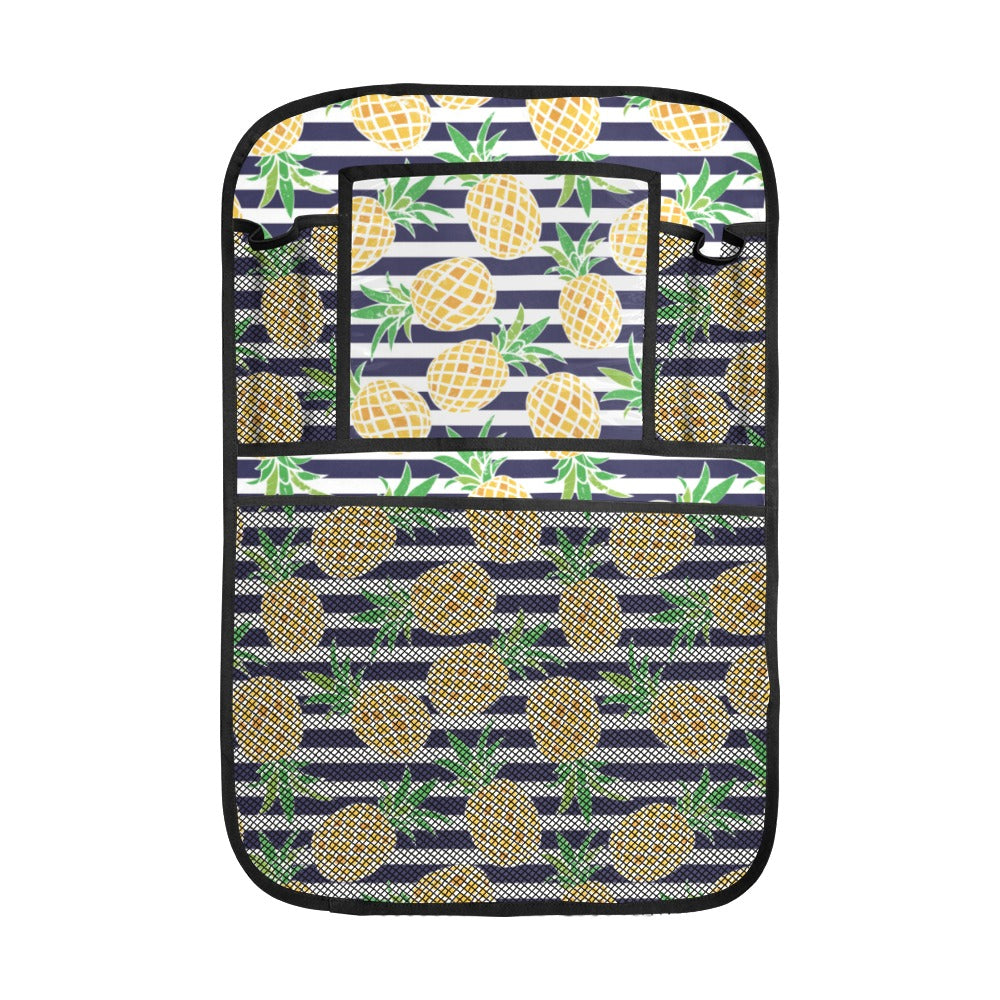 Pineapples pattern striped background Car Seat Back Organizer