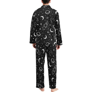 Hand drawn space rocket star planet Men's Long Pajama Set