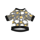 Beautiful gold autumn maple leaf pattern All Over Print Pet Dog Round Neck Fuzzy Shirt