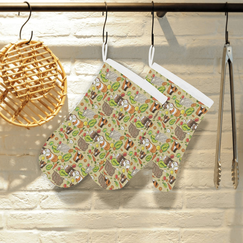 Guinea Pig Pattern Print Design 04 Heat Resistant Oven Mitts