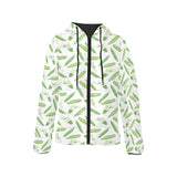 Green Peas Pattern Print Design 04 Women's Padded Hooded Jacket