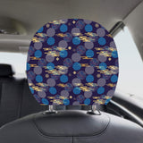 Blue japanese pattern cloud wave flower Car Headrest Cover