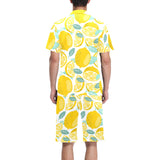 lemon design pattern Men's V-Neck Short Pajama Set