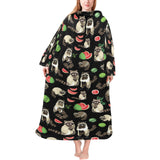 Raccoon watermelon pattern Blanket Robe with Sleeves