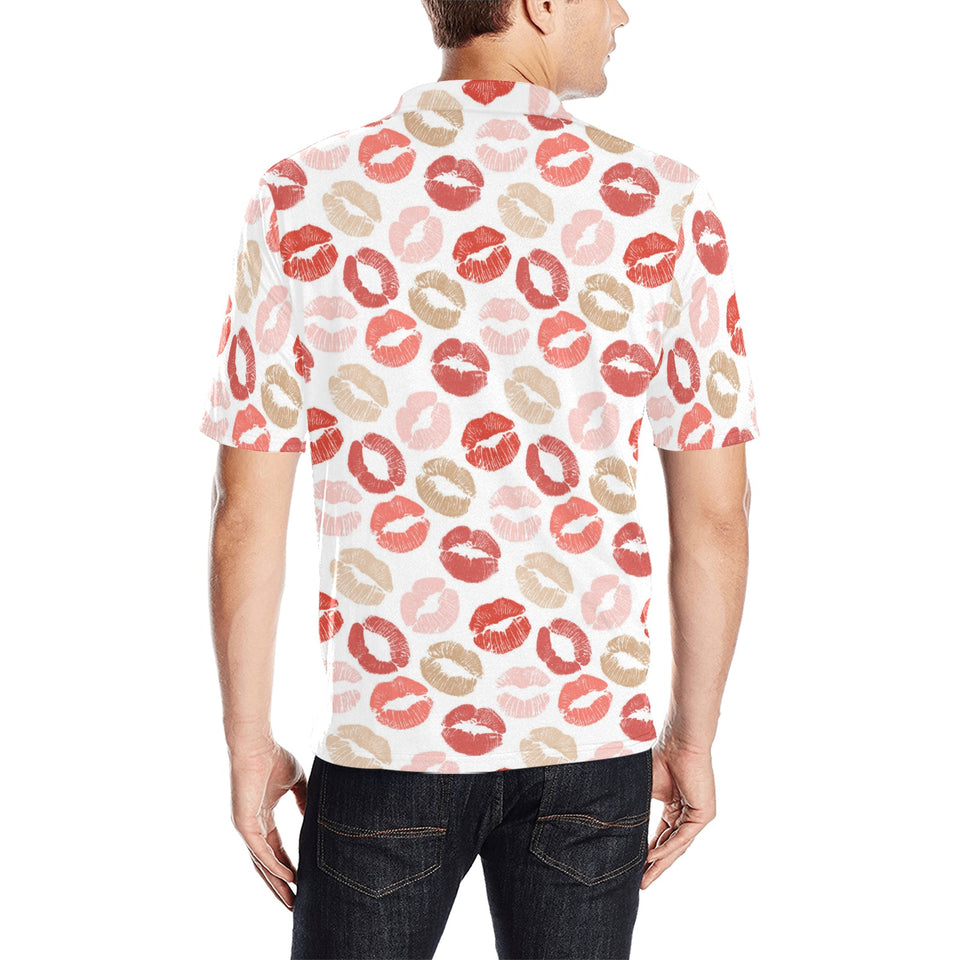 Lips Pattern Print Design 04 Men's All Over Print Polo Shirt